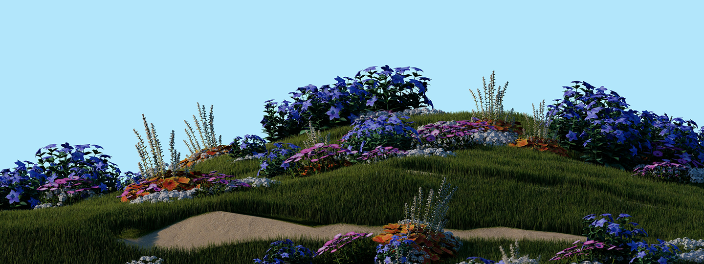 Beautiful landscaped garden with colorful flowers